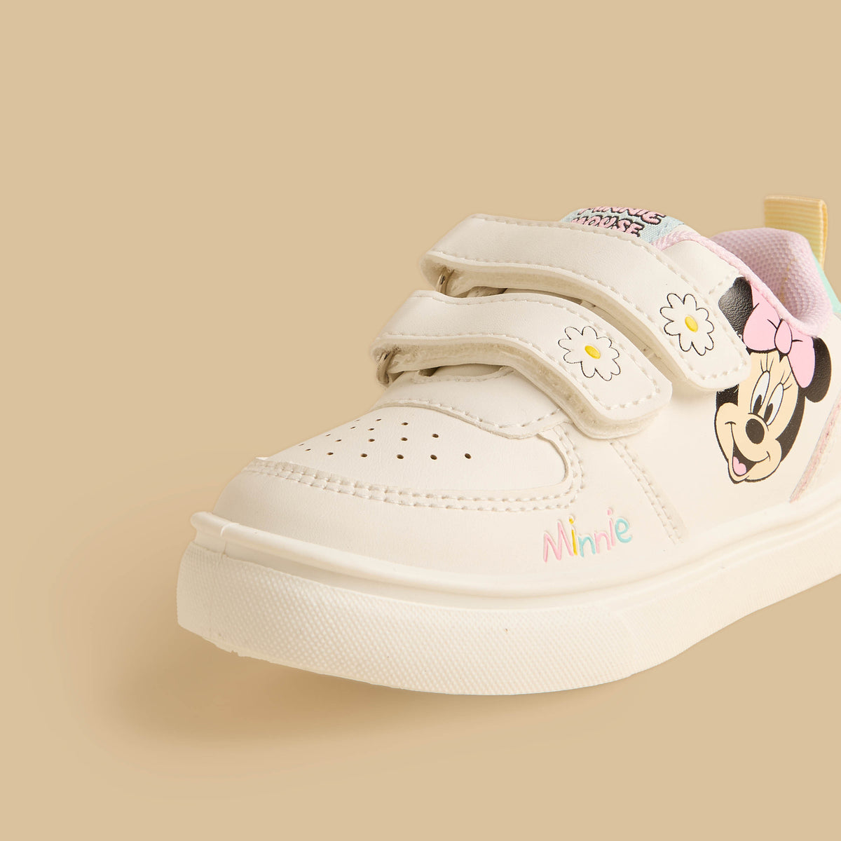 Minnie Mouse Print Sports Shoes with Hook and Loop Closure