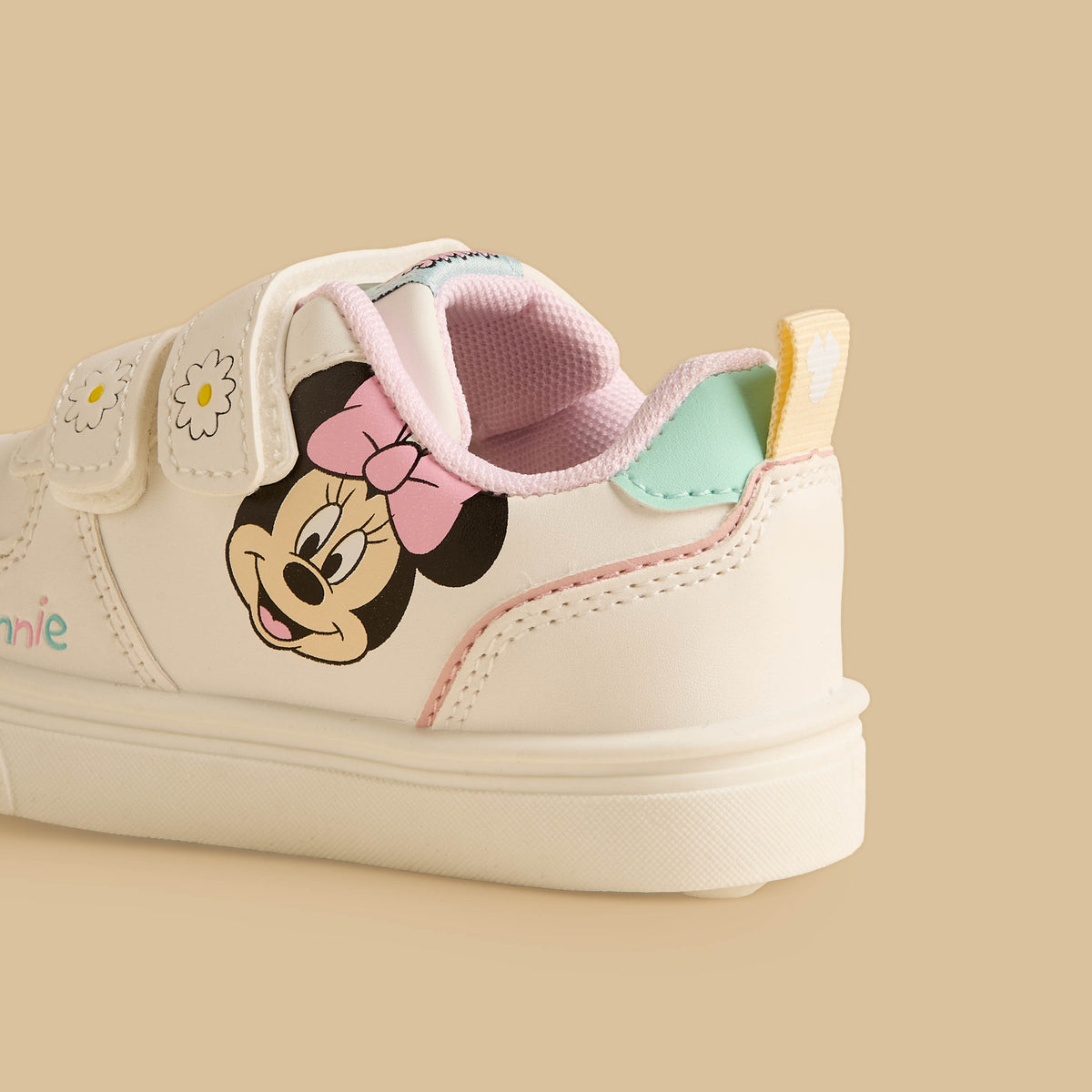 Minnie Mouse Print Sports Shoes with Hook and Loop Closure