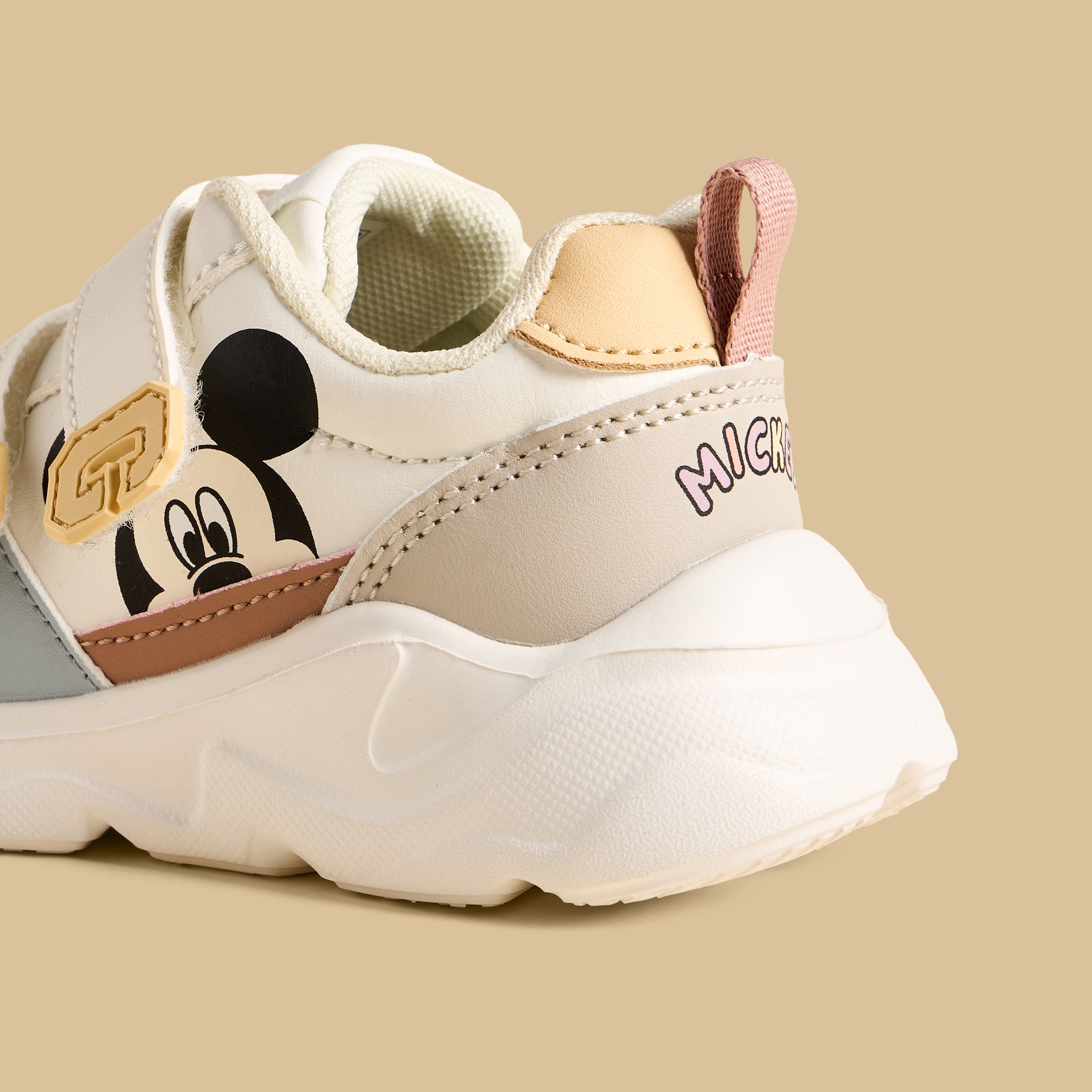 Mickey Mouse Print Sports Shoes with Hook and Loop Closure