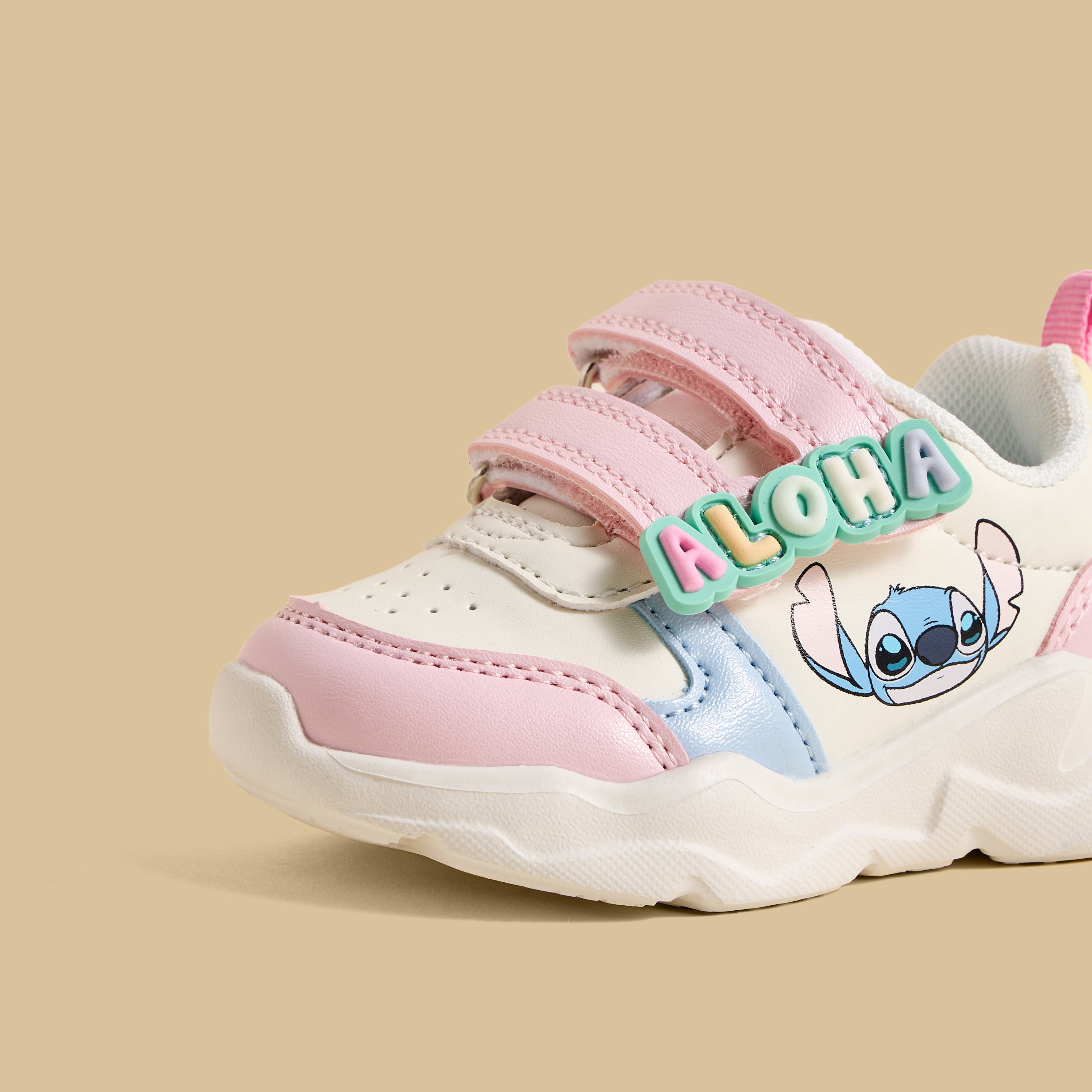 Stitch Colourblock Sports Shoes with Hook and Loop Closure