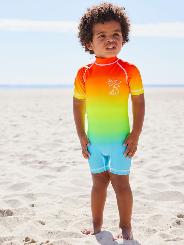 Rainbow Dip Dye Sunsafe All-In-One Swimsuit (3mths-7yrs) - Size 3-6 Months (62-68cm)