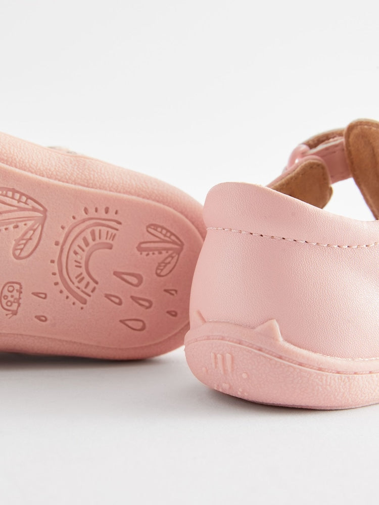 Pink Standard Fit (F) Crawler T-Bar Shoes