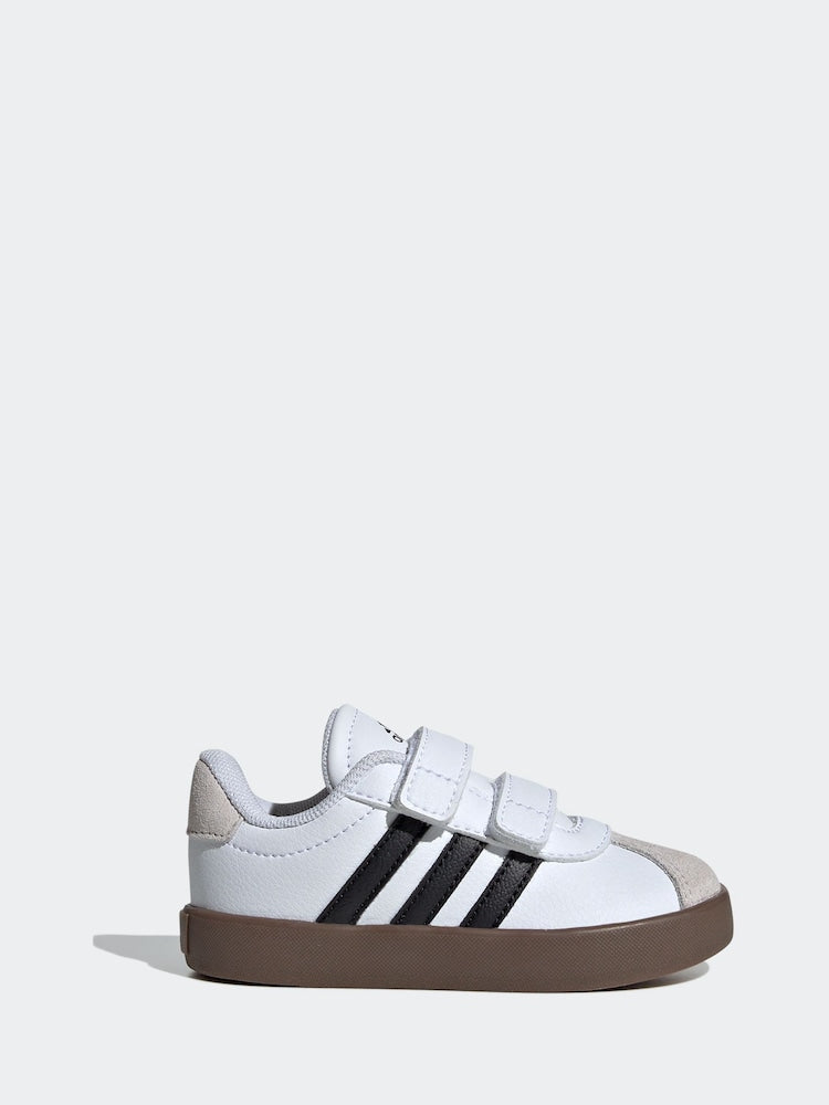 adidas White/Black VL Court 3.0 Hook and Loop Infant Trainers