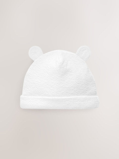 White Beanie Jersey Baby Hats 3 Pack (0-12mths) - Size 44cm (5lb)