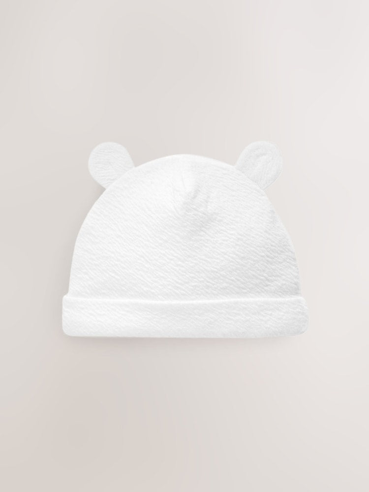 White Beanie Jersey Baby Hats 3 Pack (0-12mths) - Size 44cm (5lb)