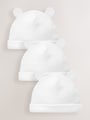 White Beanie Jersey Baby Hats 3 Pack (0-12mths) - Size 44cm (5lb)