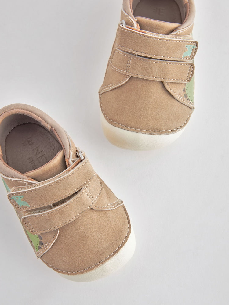 Neutral Dinosaur Scene Standard Fit (F) Crawler Shoes