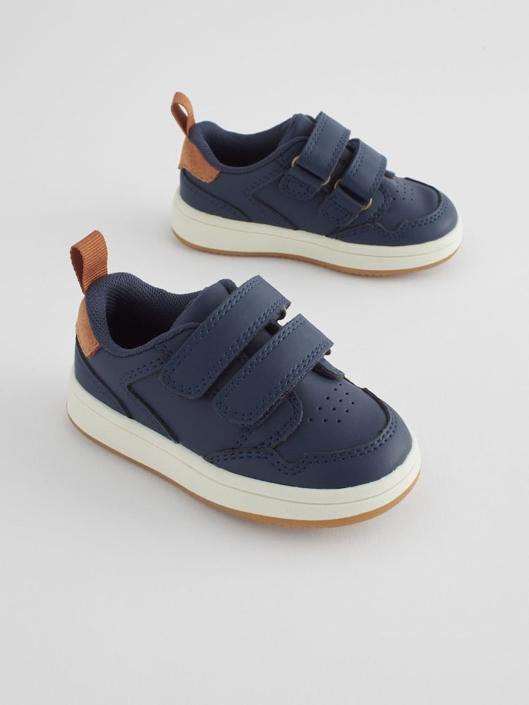 Navy Standard Fit (F) Touch Fastening Leather First Walker Baby Shoes