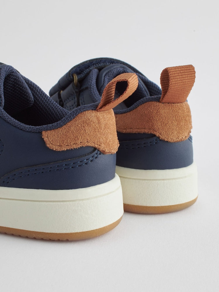 Navy Standard Fit (F) Touch Fastening Leather First Walker Baby Shoes