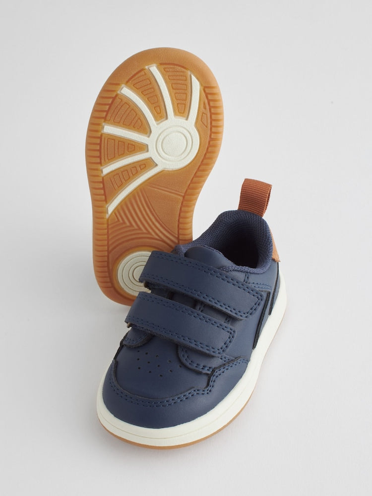Navy Standard Fit (F) Touch Fastening Leather First Walker Baby Shoes