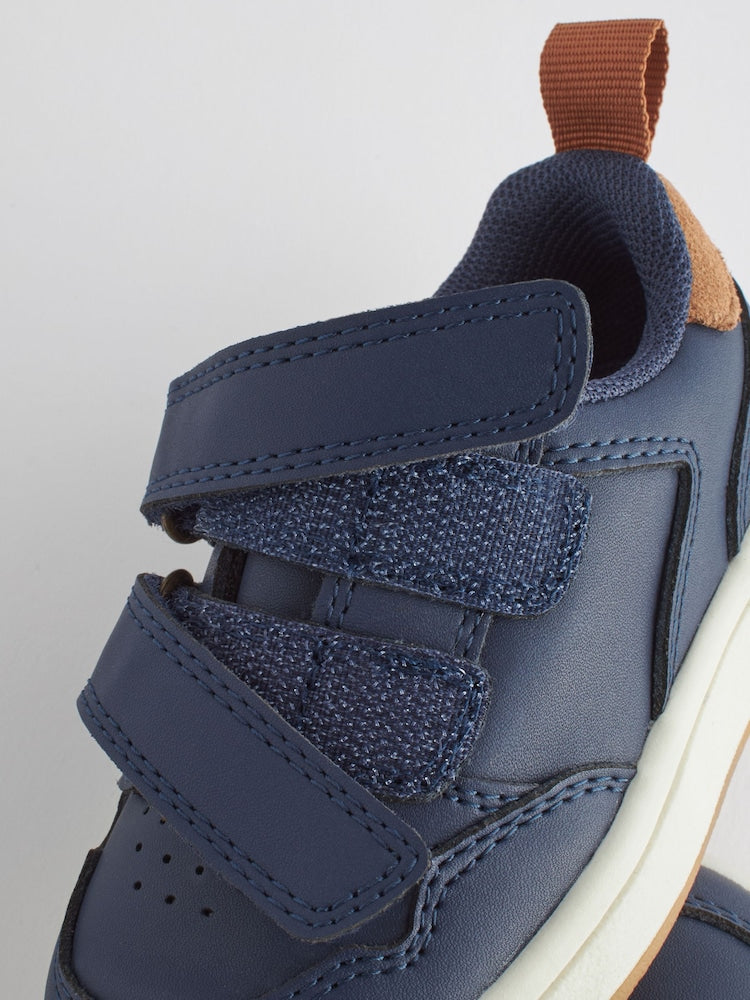 Navy Standard Fit (F) Touch Fastening Leather First Walker Baby Shoes