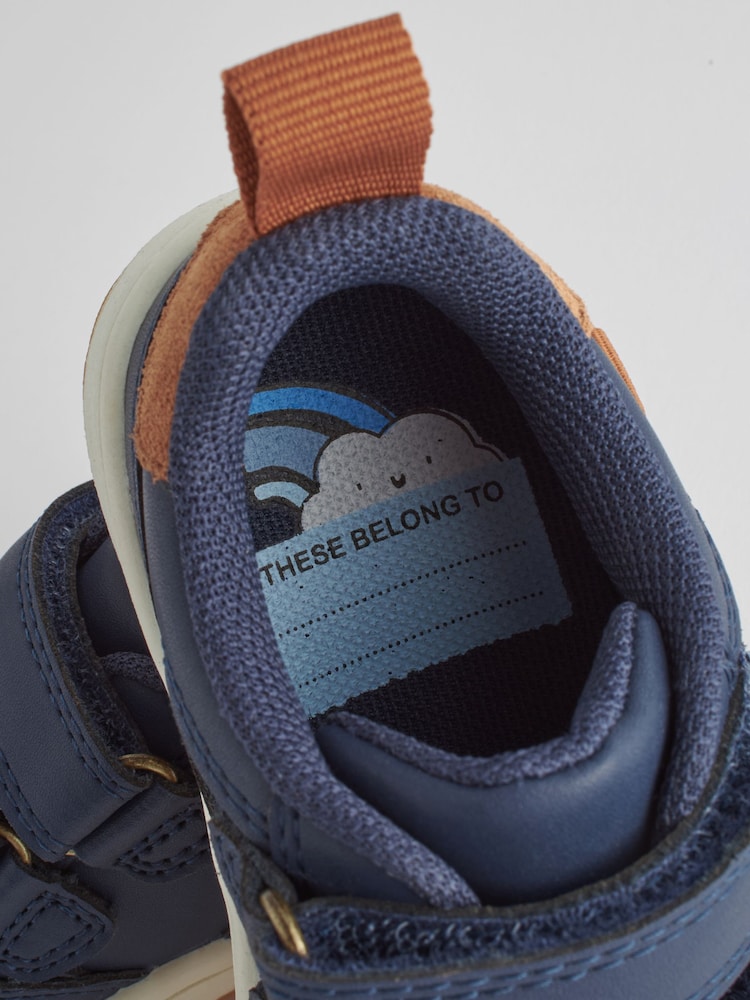 Navy Standard Fit (F) Touch Fastening Leather First Walker Baby Shoes