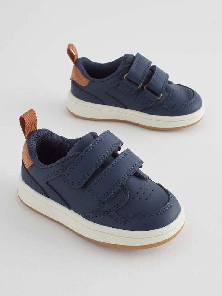 Navy Wide Fit (G) Touch Fastening Leather First Walker Baby Shoes