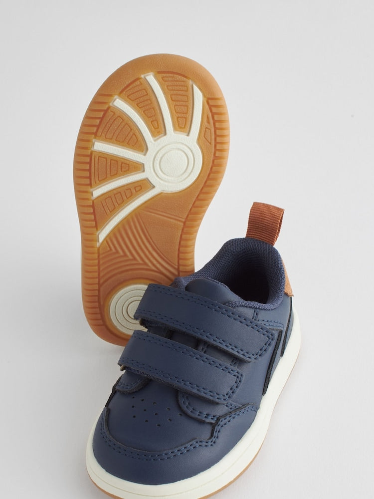 Navy Wide Fit (G) Touch Fastening Leather First Walker Baby Shoes