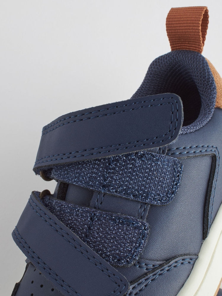 Navy Wide Fit (G) Touch Fastening Leather First Walker Baby Shoes