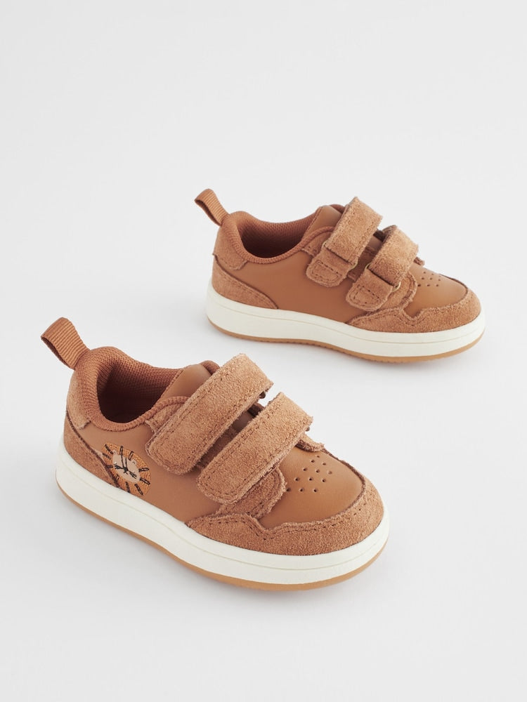 Tan Brown Wide Fit (G) Baby Touch Fastening Leather First Walker Shoes - EU 23.5 (UK 6.5)