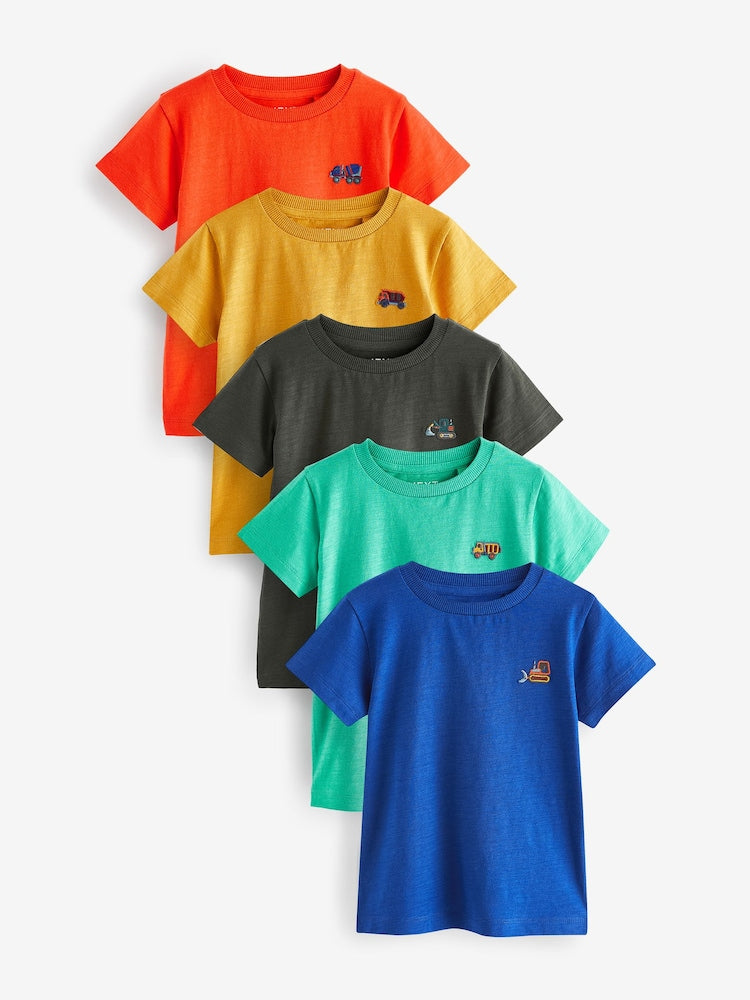 Red/Green Relaxed Fit Short Sleeve T-Shirts 5 Pack (3mths-7yrs)