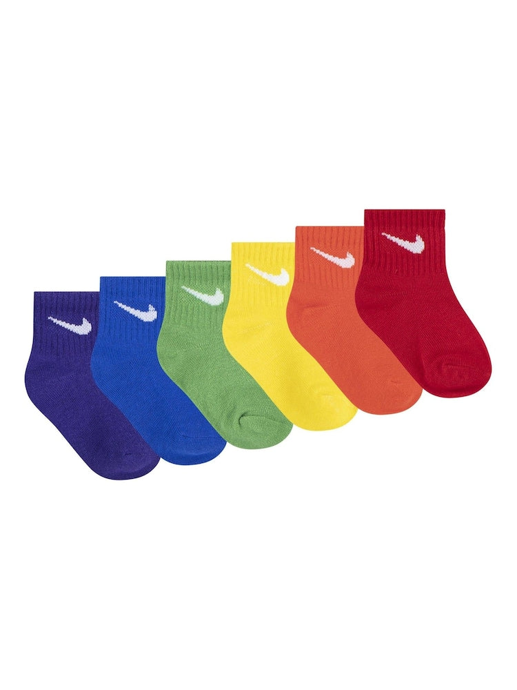 Nike Multi Infant Swoosh Ankle Socks 6 Pack - Size 6-12 Months (68-80cm)