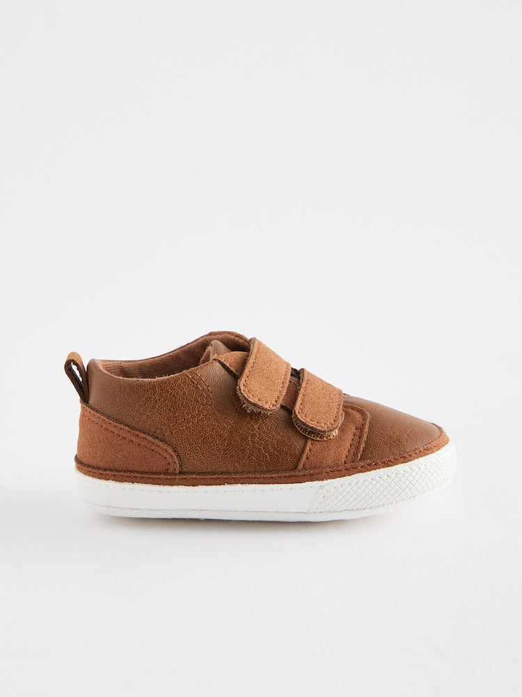 Tan Brown Touch Fastening Baby Trainers (0-2mths)