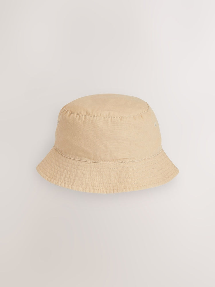 Stone Cotton Canvas Bucket Hat (3mths-16yrs) - Size 3-9 Months (62-74cm)