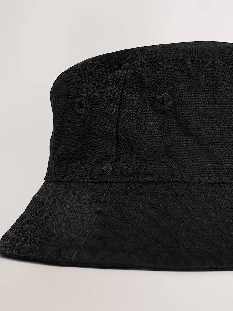 Black Cotton Canvas Bucket Hat (3mths-16yrs)