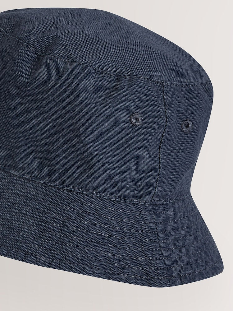 Navy Blue Cotton Canvas Bucket Hat (3mths-16yrs) - Size 3-9 Months (62-74cm)