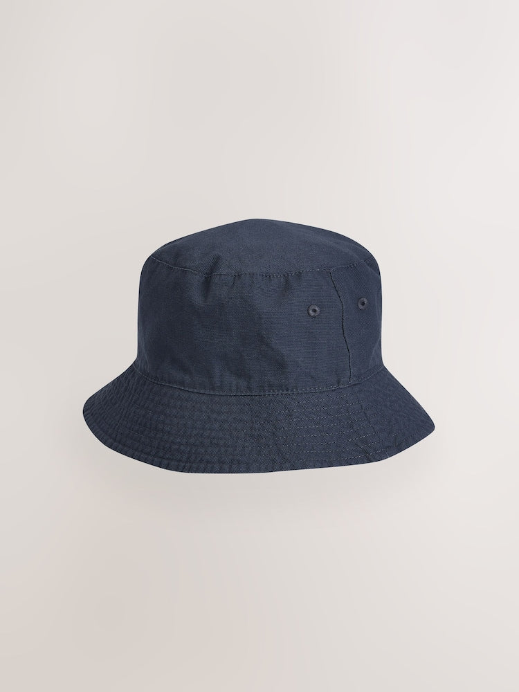 Navy Blue Cotton Canvas Bucket Hat (3mths-16yrs) - Size 3-9 Months (62-74cm)