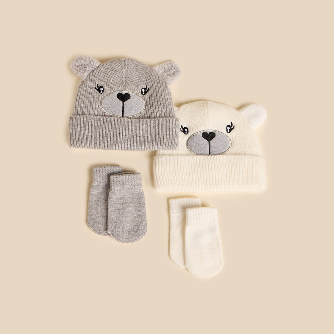 Pack of 2 - Bear Patterned Beanie - Multicolour / 6-12 mths