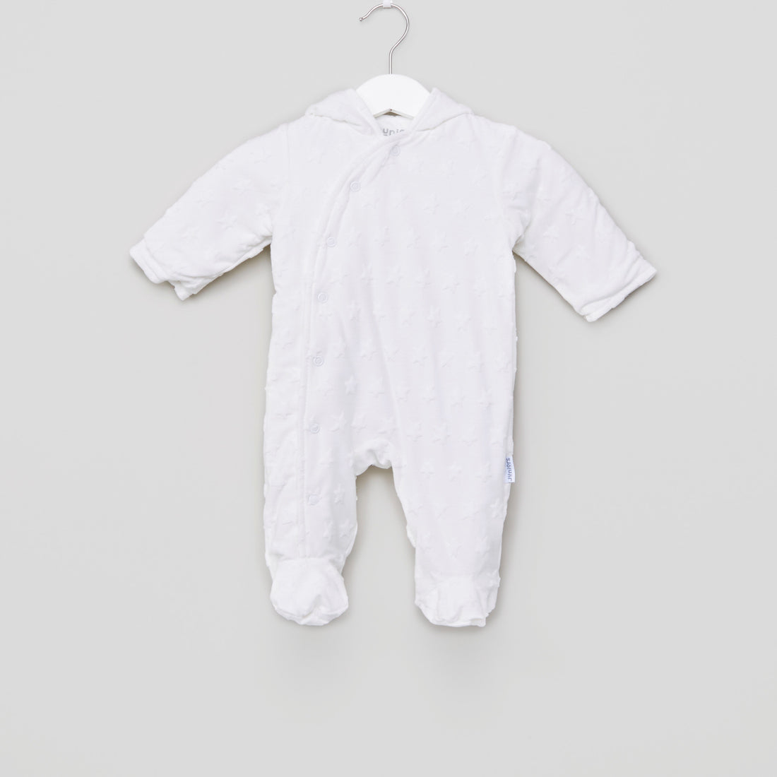 Juniors Hooded Closed Feet Sleepsuit - White / 12-18 mths