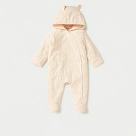 Juniors All-Over Heart Textured Hooded Sleepsuit with Snap Button Closure-undefined-image-1