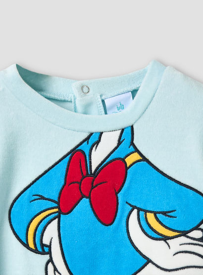 Disney Crew Neck Sleepsuit with Daisy Duck Print and Cap - Long Sleeves-baby-boys-clothing-nightwear-sleepsuits-image-4