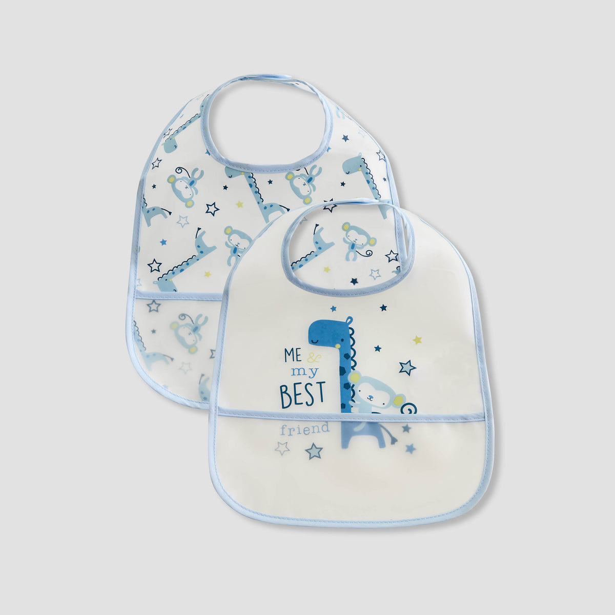 Juniors Dinosaur Print Bib with Snap Button Closure - Set of 2