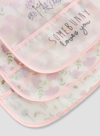 Juniors Floral Print Bib with Snap Button Closure - Set of 3-baby-feeding-bibs-image-6