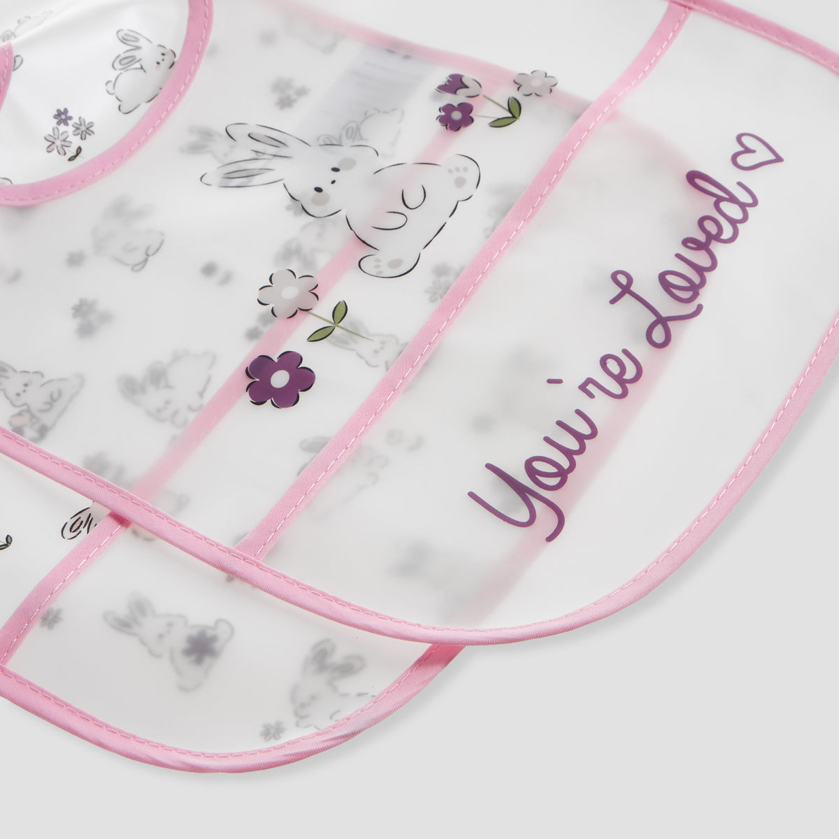 Juniors Bunny Print Bib with Hook and Loop Closure - Set of 2