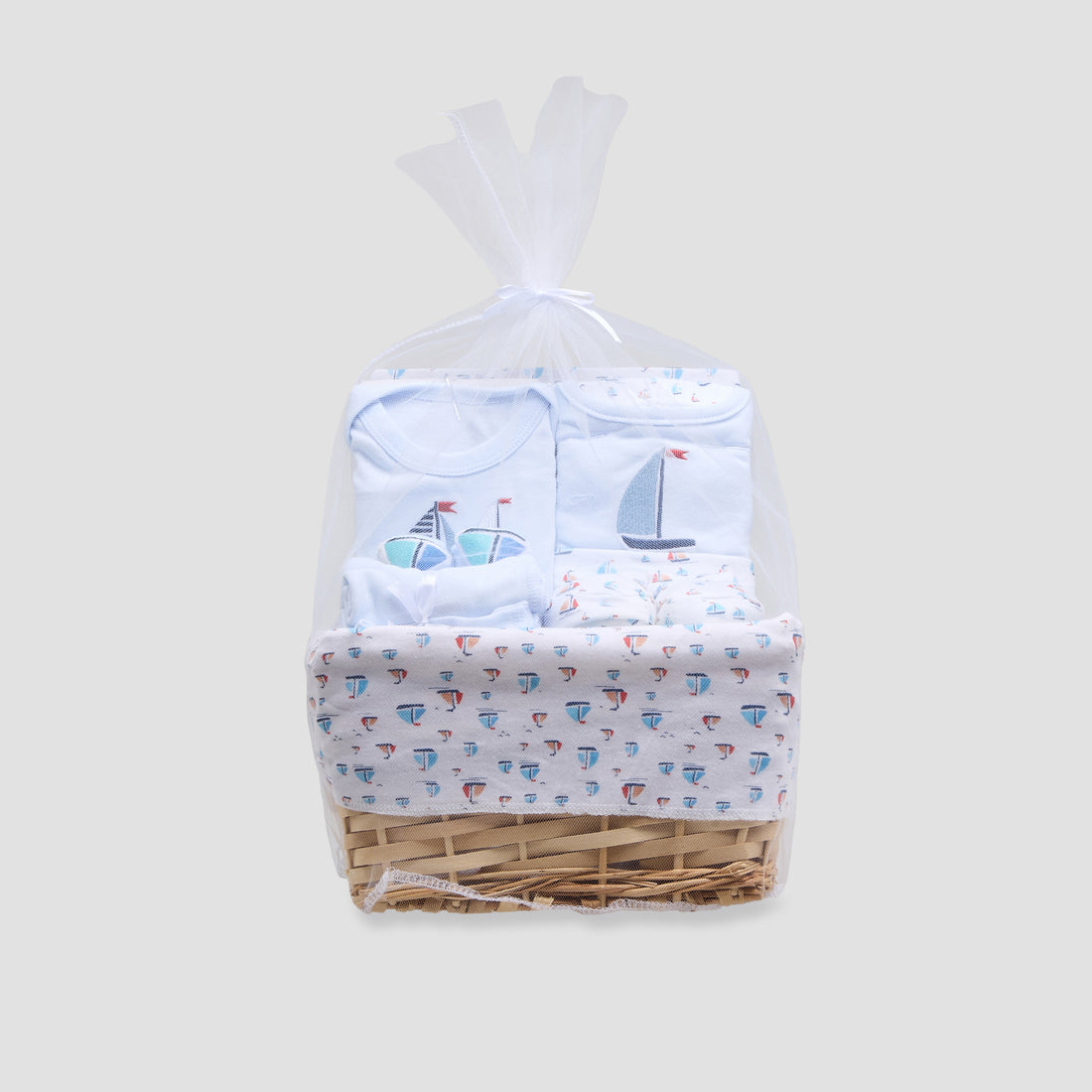 Set of 12 Juniors Clothing Gift Set with Sailboat Print - Blue / 0-6 mths