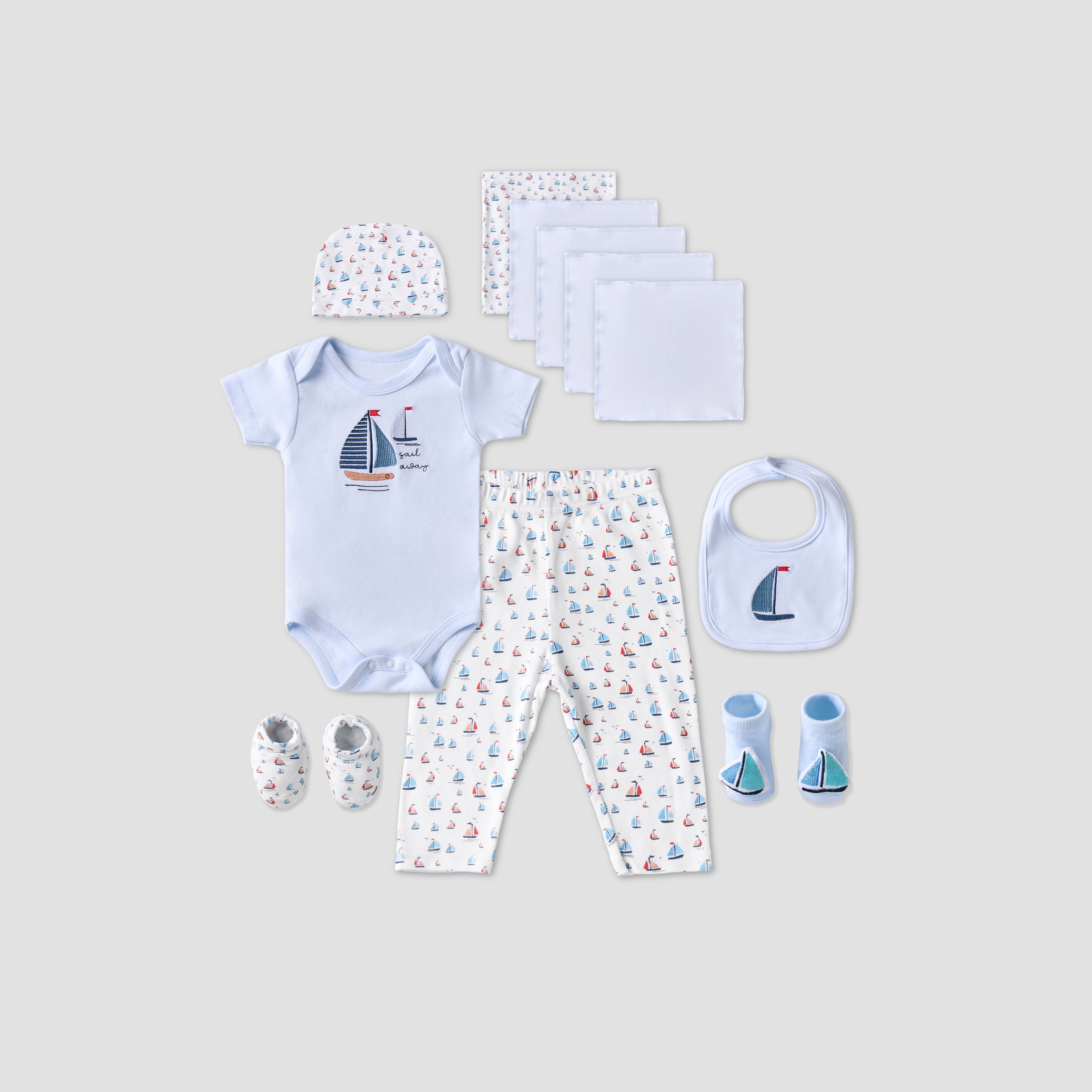 Set of 12 Juniors Clothing Gift Set with Sailboat Print