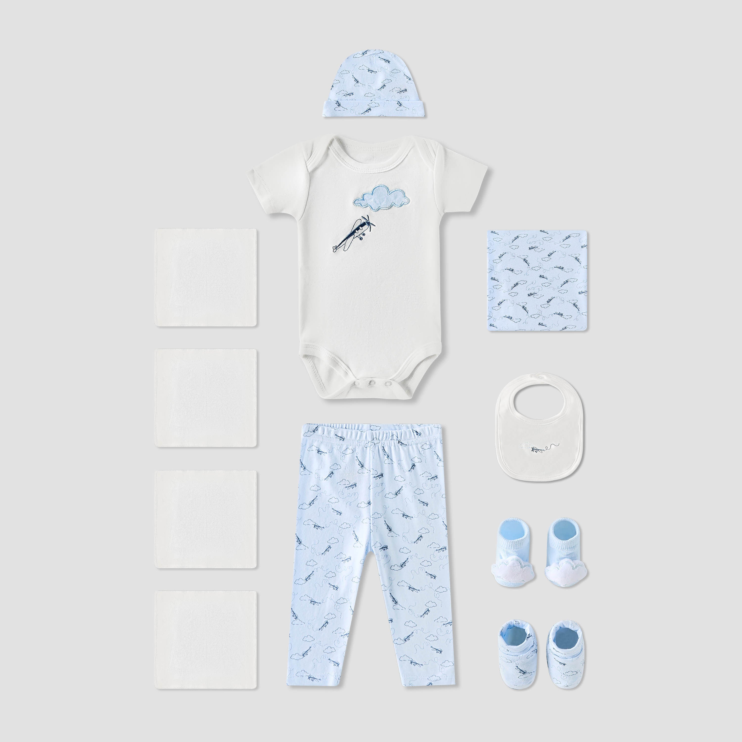 Set of 11 Juniors Clothing Gift Set with Aeroplane Print