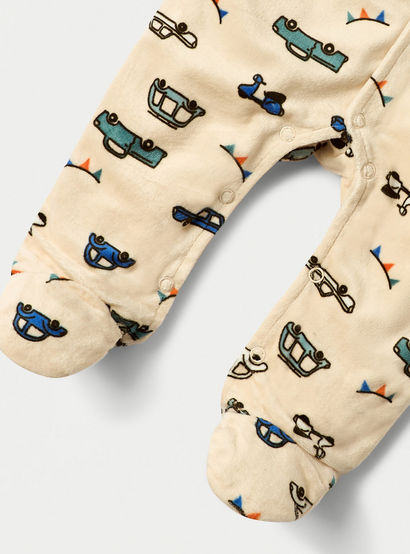 Juniors Vehicle Print Closed Feet Sleepsuit with Button Closure-baby-boys-clothing-nightwear-sleepsuits-image-4