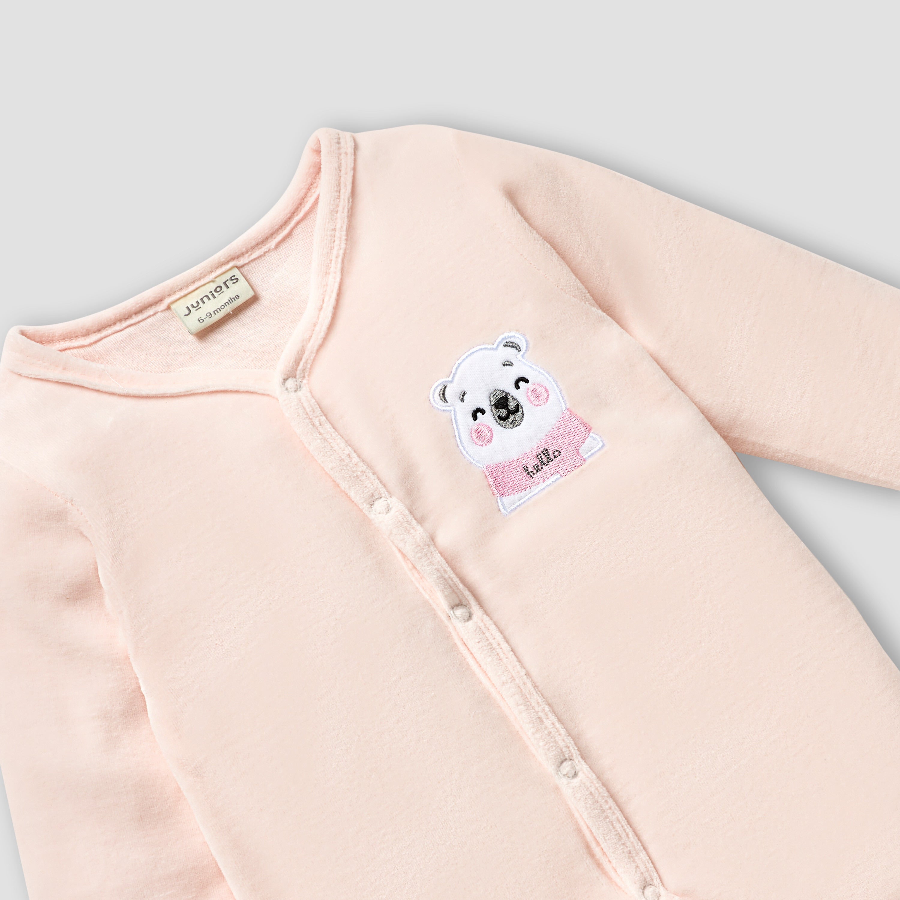 Juniors V-neck Sleepsuit with Long Sleeves and Snap Button Closure