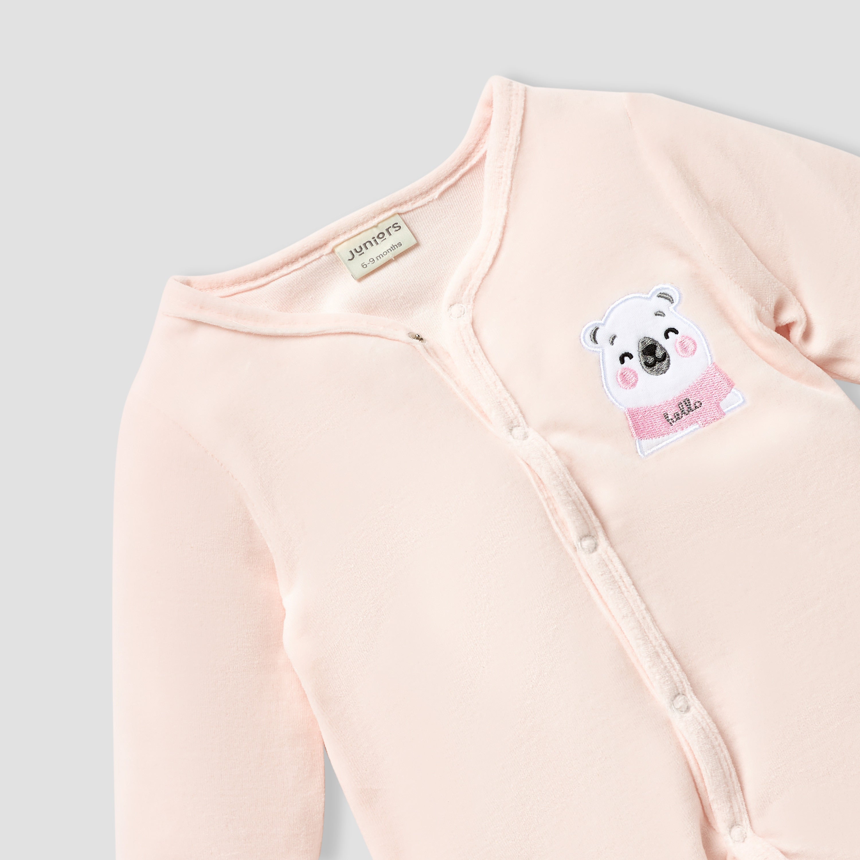 Juniors V-neck Sleepsuit with Long Sleeves and Snap Button Closure