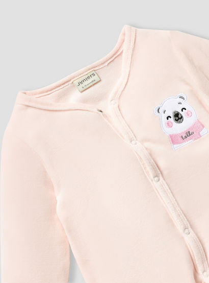 Juniors V-neck Sleepsuit with Long Sleeves and Snap Button Closure-baby-girls-clothing-nightwear-sleepsuits-image-5