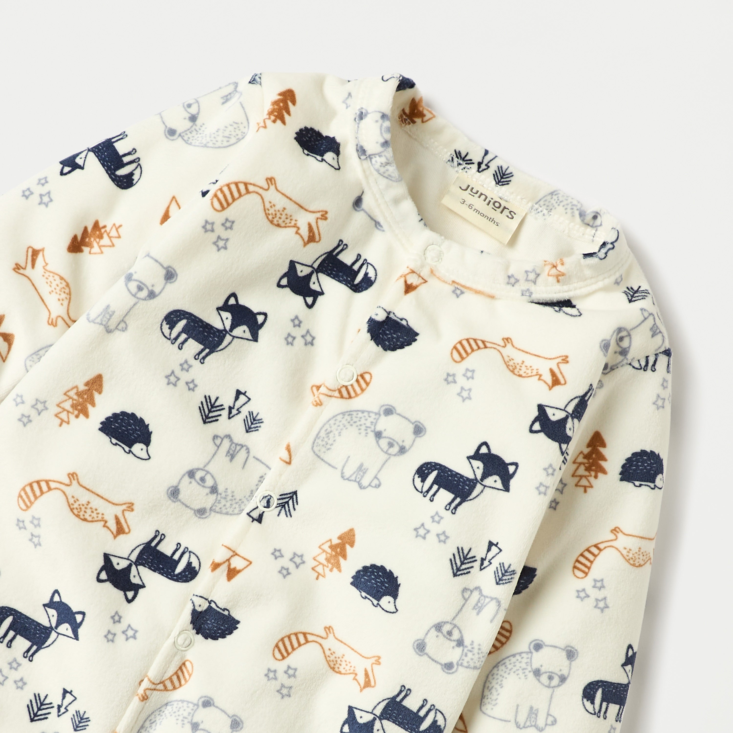 Juniors Animal Print Closed Feet Sleepsuit with Button Closure