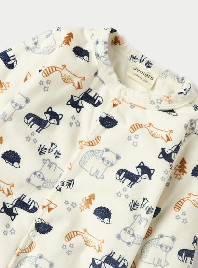 Juniors Animal Print Closed Feet Sleepsuit with Button Closure-baby-boys-clothing-nightwear-sleepsuits-image-3