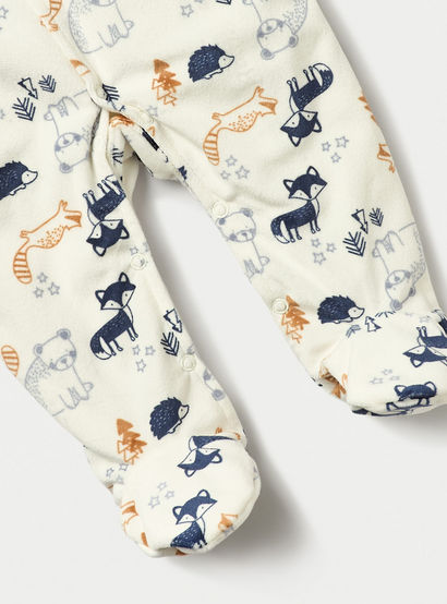 Juniors Animal Print Closed Feet Sleepsuit with Button Closure-baby-boys-clothing-nightwear-sleepsuits-image-4