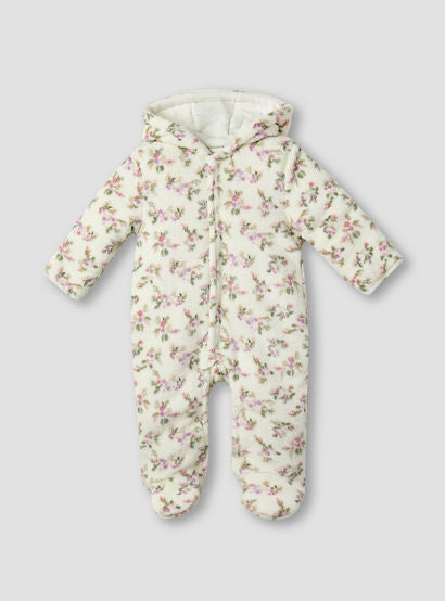 Juniors Floral Print Hooded Fleece Sleepsuit with Long Sleeves-baby-girls-clothing-nightwear-sleepsuits-image-1