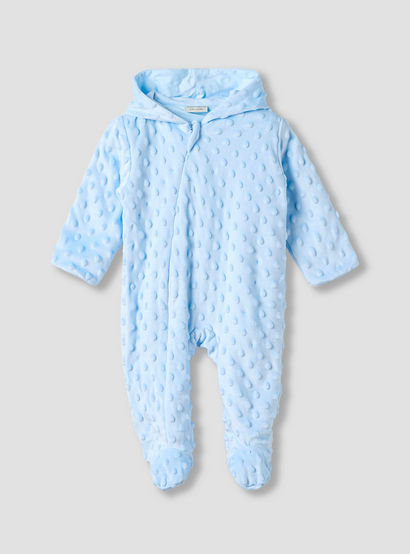 Juniors Hooded Sleepsuit with Popcorn Texture - Polyester - Long Sleeves-baby-boys-clothing-nightwear-sleepsuits-image-1
