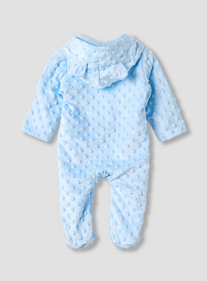 Juniors Hooded Sleepsuit with Popcorn Texture - Polyester - Long Sleeves-baby-boys-clothing-nightwear-sleepsuits-image-2
