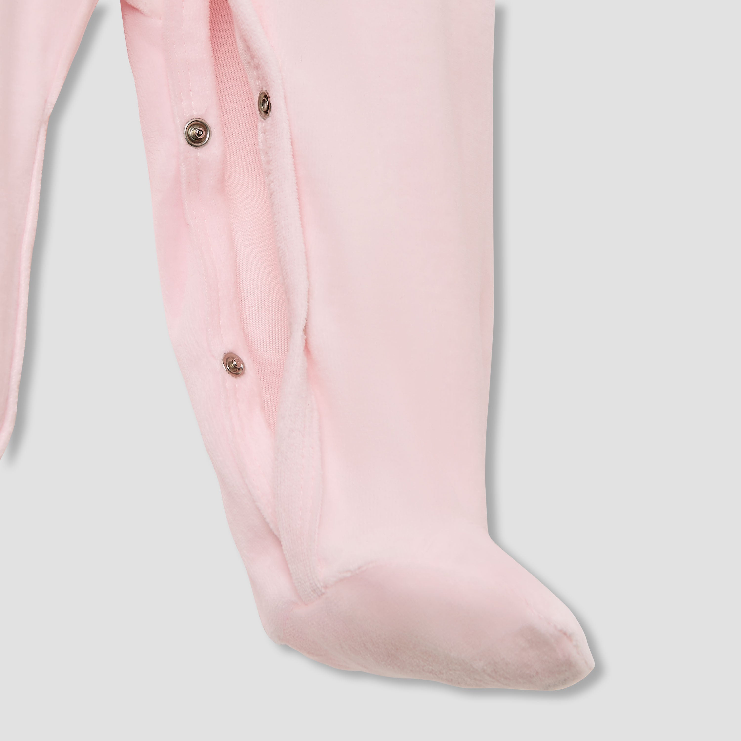 Juniors Hooded Footed Sleepsuit with Bunny Embroidery - Cotton Blend - Long Sleeves