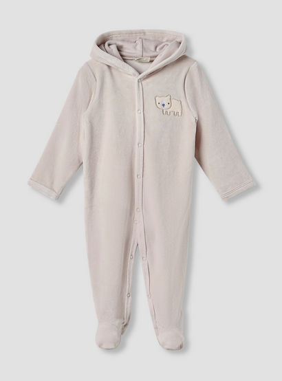 Juniors Hooded Sleepsuit with Closed Feet - Cotton Blend - Long Sleeves-baby-boys-clothing-nightwear-sleepsuits-image-1