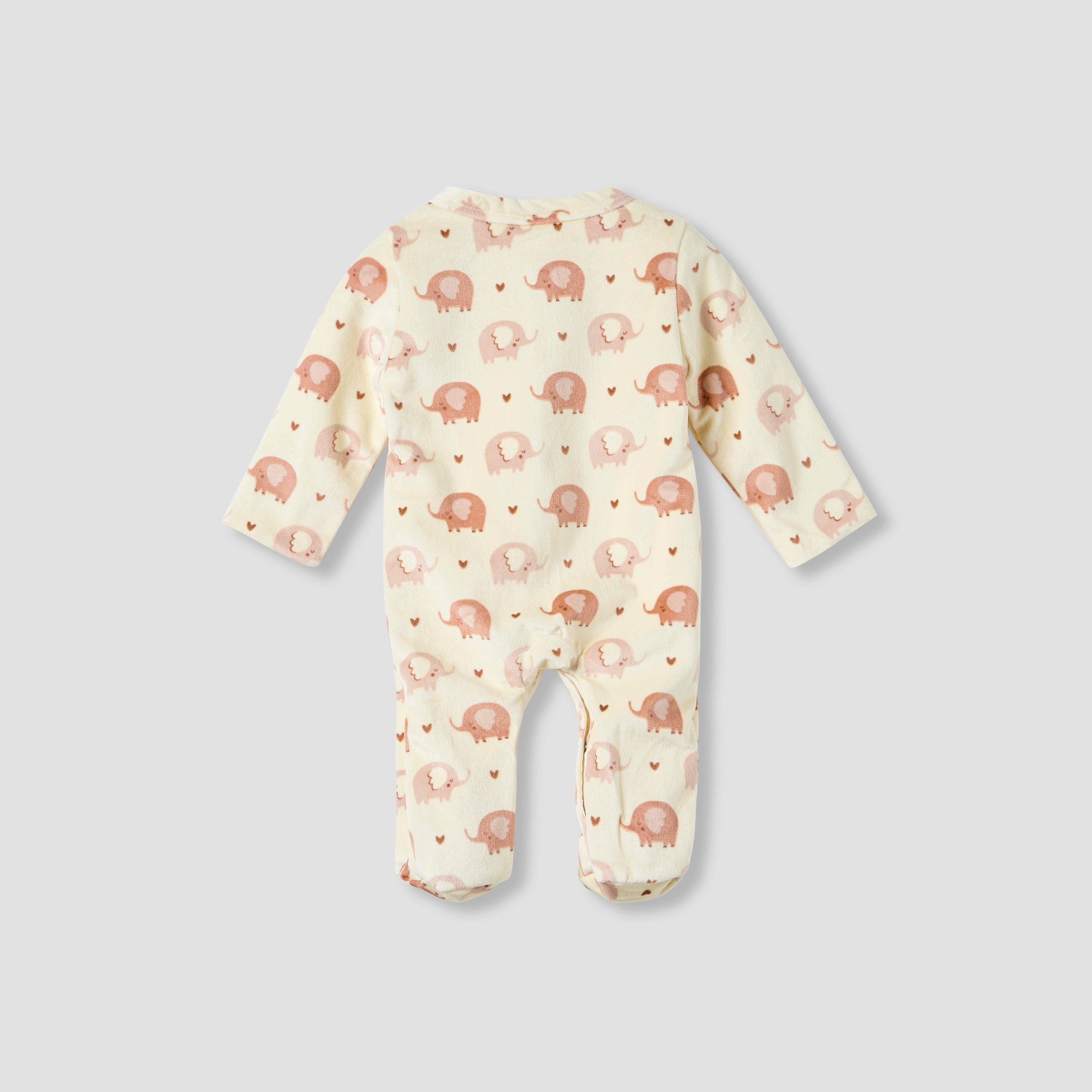 Juniors Elephant Print Plush Sleepsuit with Long Sleeves